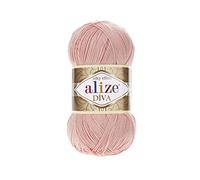 Alize Diva Silky Effect 100% microfibra di filato acrilico all'uncinetto, in pizzo, 2 matasse, 100 g, 350 m - 145 polvere