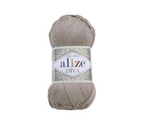 Alize Diva Silky Effect 100% microfibra di filato acrilico all'uncinetto, in pizzo, 2 matasse, 100 g, 350 m - 167 beige