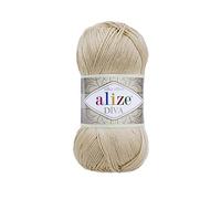 Alize Diva Silky Effect 100% microfibra di filato acrilico all'uncinetto, in pizzo, 2 matasse, 100 g, 350 m - 368 cammello