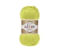 Alize Diva Silky Effect 100% microfibra di filato acrilico all'uncinetto, in pizzo, 2 matasse, 100 g, 350 m - 109 lime