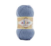 Alize Diva Silky Effect 100% microfibra di filato acrilico all'uncinetto, in pizzo, 2 matasse, 100 g, 350 m - 303 denim chiaro