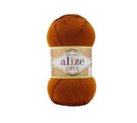 Alize Diva Silky Effect 100% microfibra di filato acrilico all'uncinetto, in pizzo, 2 matasse, 100 g, 350 m - 234 tabacco