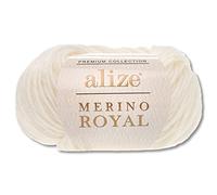 Alize - Gomitolo di lana merino Royal 100% lana merino, 9 colori a scelta, filato Superwash per lavorare all'uncinetto (62 | Crema)