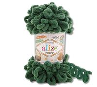 Alize - Gomitolo di lana Puffy da 100 g, disponibile in 62 colori, per lavorare a maglia e uncinetto senza attrezzi (532 | verde abete