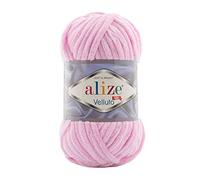Alize - Lana Velluto, 5 x 100 g, 500 grammi, filato di ciniglia super Bulky, morbido, 100 g, per cuscino per bambini, ecc (rosa 31)