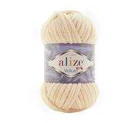 Alize - Lana Velluto, 5 x 100 g, 500 grammi, filato di ciniglia super Bulky, morbido, 100 g, per cuscino per bambini, ecc (albicocca chiaro 310)