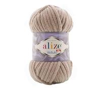 Alize - Lana Velluto, 5 x 100 g, 500 grammi, filato di ciniglia super Bulky, morbido, 100 g, per cuscino per bambini, ecc (beige 530)