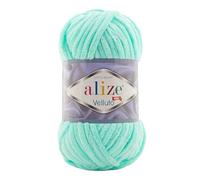 Alize - Lana Velluto, 5 x 100 g, 500 grammi, filato di ciniglia super Bulky, morbido, 100 g, per cuscino per bambini, ecc (menta 19)