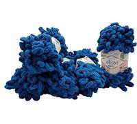 Alize Puffy, 5 gomitoli da 100 g, 500 g, lana super bulky, lana con passanti, per lavorare a maglia senza ago (blu 646)