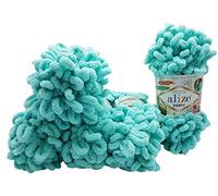 Alize Puffy - 5 gomitoli di lana da 100 g, 500 g, per lavorare a maglia senza ago, colore: menta 19