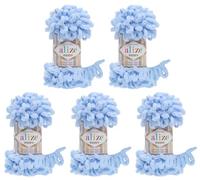 Alize Puffy, 5 gomitoli di lana da 100 g, 500 g, per lavoro a maglia senza ago Azzurro 183