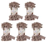 Alize Puffy, 5 gomitoli di lana da 100 g, 500 g, per lavoro a maglia senza ago Beige 530