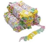 Alize Puffy - 5 gomitoli di lana da 100 g, 500 g, per lavoro a maglia senza ago Bianco, giallo, rosa, menta 5862.