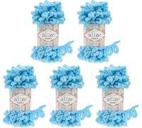 Alize Puffy, 5 gomitoli di lana da 100 g, 500 g, per lavoro a maglia senza ago Blu 287