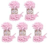 Alize Puffy, 5 gomitoli di lana da 100 g, 500 g, per lavoro a maglia senza ago Rosa 31
