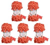 Alize Puffy, 5 gomitoli di lana da 100 g, 500 g, per lavoro a maglia senza ago Salmone 619
