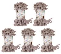 Alize Puffy 5 Gomitoli di Lana da 100 g, 500 g Totali - Super Bulky Con Passanti per Lavorare a Maglia Senza Ago (Tortora 268)