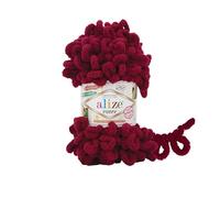 Alize Puffy Baby Big Loop, 5 gomitoli, 100% lana morbida in micropoliestere, 100 g, 9 m, colore: bordeaux 987