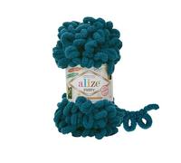 Alize Puffy Baby Big Loop, 5 gomitoli, 100% lana morbida in micropoliestere, ogni gomitolo da 100 g 9 m - 985 verde acqua scuro