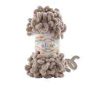 Alize Puffy Baby Big Loop - 5 gomitoli di lana morbida in 100% micropoliestere, ogni gomitolo da 100 g 9 m - 72 Taupe
