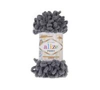 Alize Puffy Baby Big Loop - 5 gomitoli di lana morbida in 100% micropoliestere, ogni gomitolo da 100 g 9 m - 87 grigio carbone