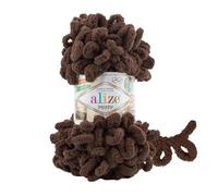 Alize Puffy Baby Big Loop - 5 gomitoli di lana morbida in 100% micropoliestere, ogni gomitolo da 100 g 9 m - 493 marrone scuro