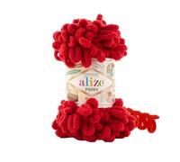 Alize Puffy Baby Big Loop - 5 gomitoli di lana morbida in 100% micropoliestere, ogni gomitolo da 100 g 9 m - 106 rosso scuro