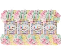 Alize Puffy Color Baby Blanket - Lotto di 4 gomitoli da 400 g, 100% micropoliestere, morbido filato per lavori a maglia a mano (5862)