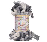 Alize Puffy Color Babydeckengarn, 4er-Pack, 400 g, 39,3 m, 100 % Mikropolyester, weiches Garn, Handstrickgarn (5925)