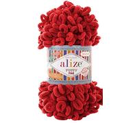 Alize Puffy Fine Baby Coperta Piccolo Loop 100% Micropoliestere Morbido Filato Lotto di 4skn 400gr 64yds (56 - Rosso)