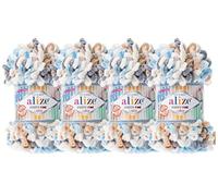 Alize Puffy Fine Color Baby Coperta Piccolo Loop 100% Micropoliestere Morbido Filato Lotto di 4skn 400gr 64yds (5946)