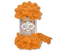 Alize Puffy - Gomitolo di lana da 100 g, 62 colori assortiti, per lavorare a maglia e uncinetto senza attrezzi (336 | arancione)
