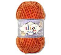 Alize Velluto - Gomitolo di lana da 100 g, in 30 colori, 06, colore arancione