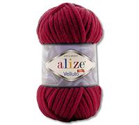 Alize Velluto - Gomitolo di lana da 100 g, in 30 colori, 107, colore ciliegia