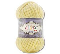 Alize Velluto - Gomitolo di lana da 100 g, in 30 colori, 13, colore giallo chiaro