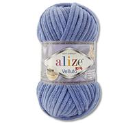 Alize Velluto - Gomitolo di lana da 100 g, in 30 colori, 374, colore denim