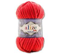 Alize Velluto - Gomitolo di lana da 100 g, in 30 colori, 56, colore rosso