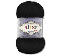 Alize Velluto - Gomitolo di lana da 100 g, in 30 colori, 60, colore nero