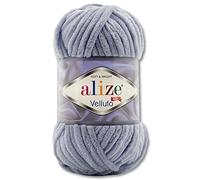 Alize Velluto - Gomitolo di lana da 100 g, in 30 colori, 87, colore grigio scuro
