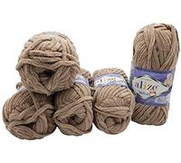 Alize Velluto Morbidissimo gomitolo di lana per bambini, in set da 5 da 100 g ciascuno, di colore beige 530 (etichetta in lingua italiana non garantita)