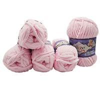 Alize Velluto Morbidissimo gomitolo di lana per bambini, in set da 5 da 100 g ciascuno, di colore rosa chiaro 31 (etichetta in lingua italiana non garantita)