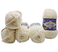 Alize Velluto Morbidissimo gomitolo di lana per bambini, in set da 5 da 100 g ciascuno, per un totale di 500 g (etichetta in lingua italiana non garantita)