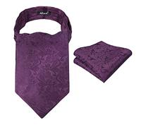 Alizeal Cravatta da uomo annodata Ascot e Pocket Square Set, 139-Viola Prugna, Taglia unica