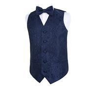 Alizeal Set classico da ragazzo con papillon e gilet cachemire, 079-Blu marino scuro, 8