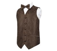 Alizeal Set classico da ragazzo con papillon e gilet cachemire, Marrone, 8