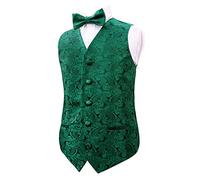 Alizeal Set classico da ragazzo con papillon e gilet cachemire, Verde scuro, 10