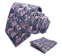 Alizeal Set di cravatta da uomo con piccolo fiore elegante e classico per matrimoni, festa dello sposo, novità: set di cravatta e fazzoletto con fiore, Taglia unica