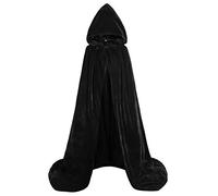 ALIZIWAY Mantello reversibile in velluto con cappuccio foderato con raso rinascimentale medievale Halloween Cosplay Costume, Orlo largo 220 cm, velluto nero e raso nero, XX-Large