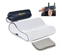 alkamto Comodo cuscino in memory foam con fodera in cotone extra - facile da trasportare - federa per cuscino regolabile della temperatura (Bianco Cervicale)