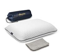 alkamto Comodo cuscino in memory foam con fodera in cotone extra - facile da trasportare - federa per cuscino regolabile della temperatura (Nero Cervicale)